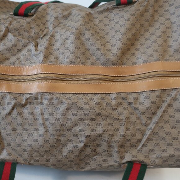 Authentic Women Gucci Micro GG Neutral Beige Web Canvas Leather Micro Duffle Bag - Picture 6 of 16